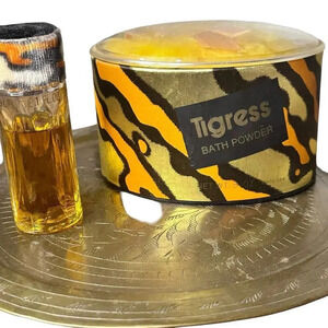 Vintage Faberge TIGRESS Bath Powder Body Talc 5 oz and Perfume
